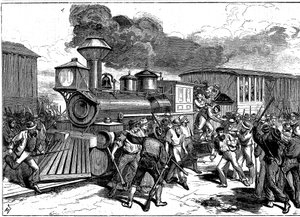 Riot by railroad workers at Martinsburg on the Baltimore-Ohio Railroad, USA by Unbekannt