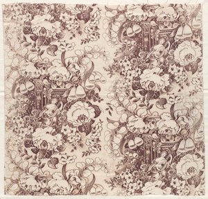 Roller-Printed Cotton with Design of Woman Playing a Lute, early 1800s by Unbekannt