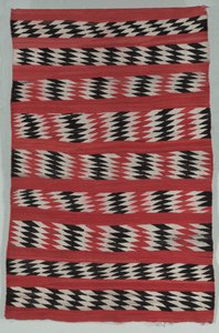 Rug Banded with Diamond Stripes, c. 1890-1900