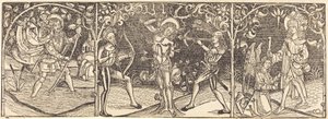 Saints Christopher, Sebastian, and Roche by Unbekannt
