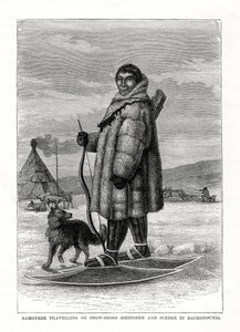 Samoyede Traveling on Snow-Shoes, Russia, 1877