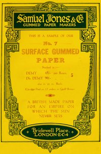 Samuel Jones & Company Gummed Paper Makers Advert, 1919 by Unbekannt