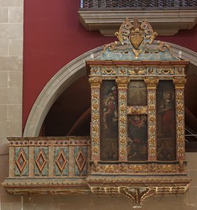 Sanctuary of El Miracle. The Church. Interior. The Organ. Wood Polychromed Construction. Three Paintings on Canvas (?). 1593. by Unbekannt