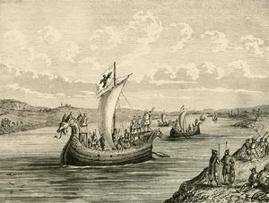 Scandinavian Vessels Ascending A River, 1890