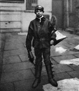 Scavenger Boy, Who Cleans Up Horse Droppings in the Road, London, 1926-1927 by Unbekannt