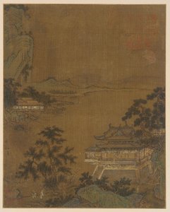 Scholar Arriving at a Riverside Pavilion by Unbekannt