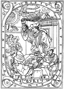 Schoolboy having knowledge beaten into him with the birch, 1526 by Unbekannt