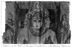 Sculpture on the Wall at the Upper End of the Cave, Island of Elephanta, India, 1799