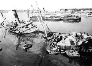 Scuttled ship in Marseilles harbour, France, c1945-1949 by Unbekannt