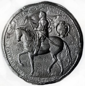 Seal of the Protectorate with Oliver Cromwell on horseback, 17th century, 1899 by Unbekannt