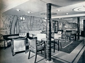Second Class Smoking Room on Board Victoria by Unbekannt