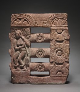 Section of Monolithic Railing with Bather and Lotus Medallions by Unbekannt