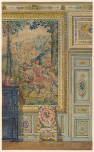 Section of a Wall Showing Portion of Flemish Tapestry, Tapestry Room, Palace of Fontainebleau, France