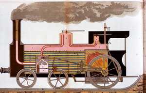 Sectional View of a Mid-19th Century Steam Railway Locomotive by Unbekannt
