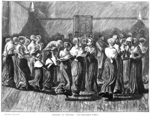 Shakers dancing at a meeting, Lebanon Springs, New York, USA by Unbekannt