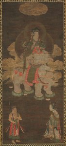 Shakyamuni Triad: Buddha Attended by Manjushri and Samantabhadra Bodhisattva with Elephant by Unbekannt