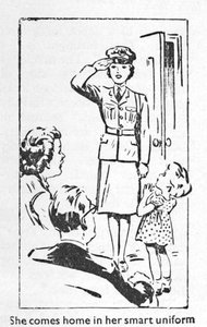 She Comes Home in Her Smart Uniform, 1940