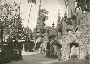 Shrines at the Shwe Dagon Pagoda, Rangoon, 1900