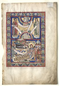 Single Leaf Excised from a Gospel Book: The Nativity (recto) and St. Matthew (verso) by Unbekannt