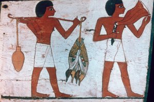 Slaves Carrying Offerings to Osiris, Sarcophagus of The Lady of Madja by Unbekannt