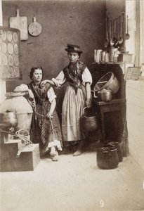 Small Trades: Portrait of Two Women Carrying Water in a Kitchen, 19th Century by Unbekannt