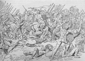 Socrates at the Battle of Potidaea, 432 BC, 1908 by Unbekannt