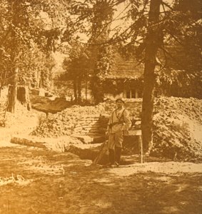 Soldier outside trench, Bois des Loges, northern France, c1914-c1918 by Unbekannt