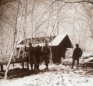 Soldiers in the snow, Forêt de la Reine, France by Unbekannt