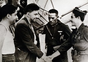 Spanish Civil War: Ilia Grigorievich Ehrenburg on his arrival at Barcelona airport