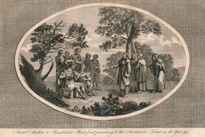 St Augustine, a Benedictine Monk, First Preaching to the Saxons in Kent, 597, 1793 by Unbekannt
