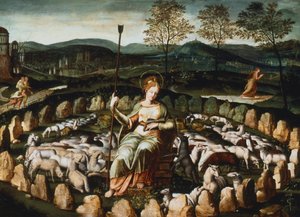 St Genevieve watching her Flock by Unbekannt