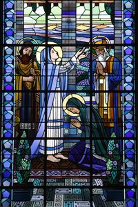 Stained glass in Notre Dame du Rosaire catholic church: the Visitation, Saint-Ouen, France by Unbekannt