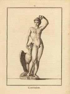 Statue of the shepherd youth Ganymede, abducted by Zeus, with an eagle