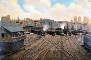 Steam locomotives at York Station, Yorkshire, c 1910