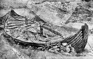 Stern View of the Oseberg Viking Ship After Months of Excavation, Norway by Unbekannt