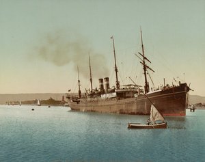 Suez Canal, Ship Entering the Red Sea Near Port Tewfic by Unbekannt