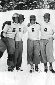 Swiss four-man bobsleigh team, Winter Olympic Games, Garmisch-Partenkirchen, Germany, 1936 by Unbekannt