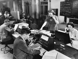 Telephone switchboard, 1956