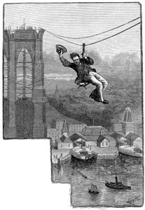 Testing the Cables on Brooklyn Bridge by Unbekannt