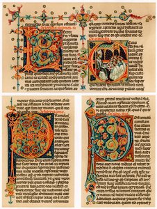 Text Page with Illuminated Initial Letters, 14th Century