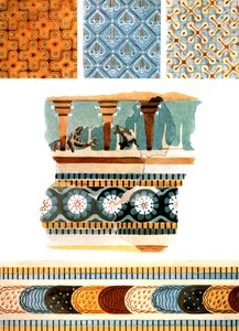Textile patterns and fresco fragments from Crete, Greece, 1928