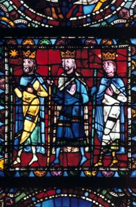The Adoration of the Magi, stained glass, Chartres Cathedral France by Unbekannt