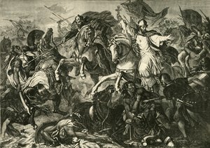 The Bishop of Ratisbon at the Battle of Augsburg, Battle of Lechfeld 955 by Unbekannt