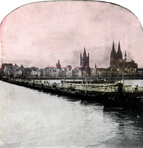 The Bridge of Boats across the Rhine, Cologne, Germany by Unbekannt