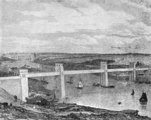 The Britannia Tubular Bridge Across the Menai Strait by Unbekannt