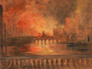The Burning of the Houses of Parliament, Fire at the House of Commons, ca. 1834 by Unbekannt