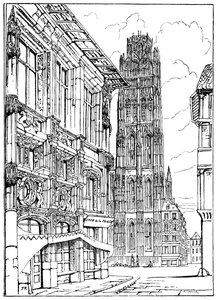 The Cathedral Spire, Rouen by Unbekannt