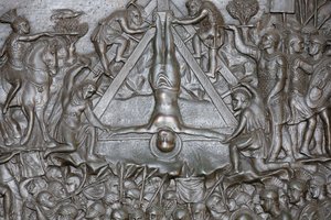 The Crucifixion of Saint Peter - (detail) Front Entrance Door of St. Peter