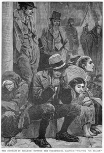 The Distress in Ireland: Outside the Courthouse, Galway - Waiting for Relief by Unbekannt