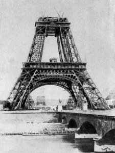 The Eiffel Tower under construction, Paris by Unbekannt